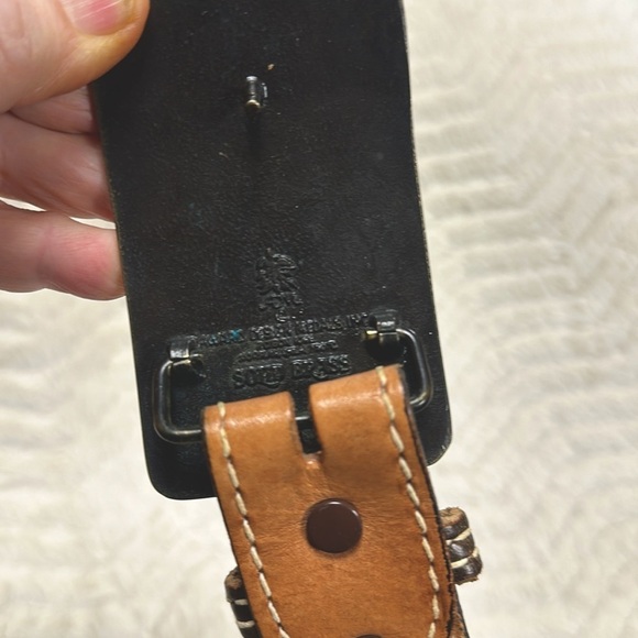 Rosie's Good Time Emporium & Saloon Brass Buckle & JUSTIN Tooled Leather BELT 36 - Picture 7 of 8